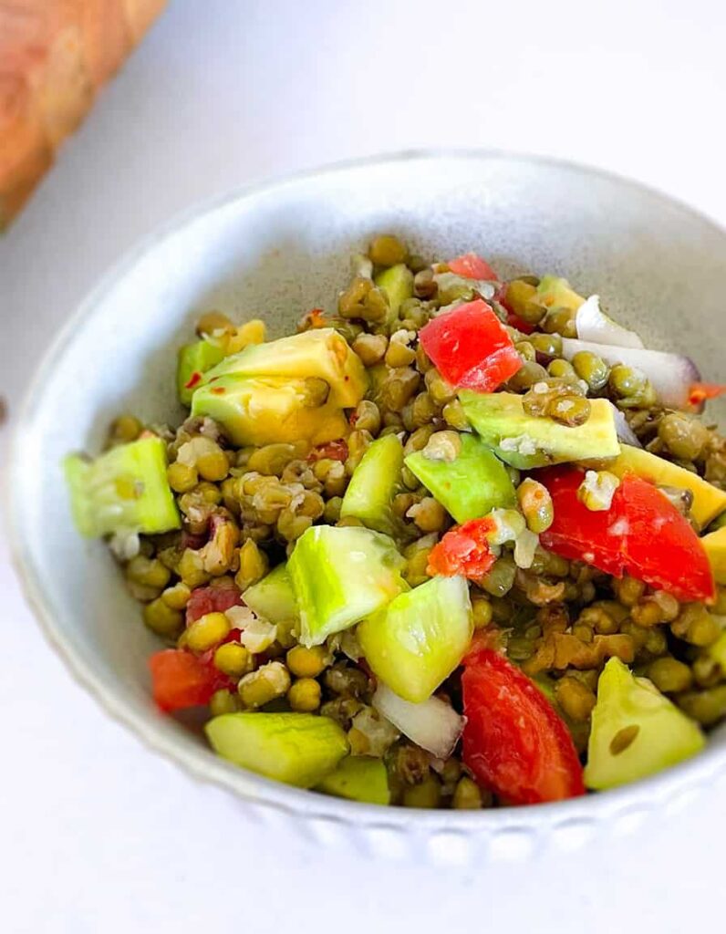 Healthy mung bean salad served for a healthy lunch