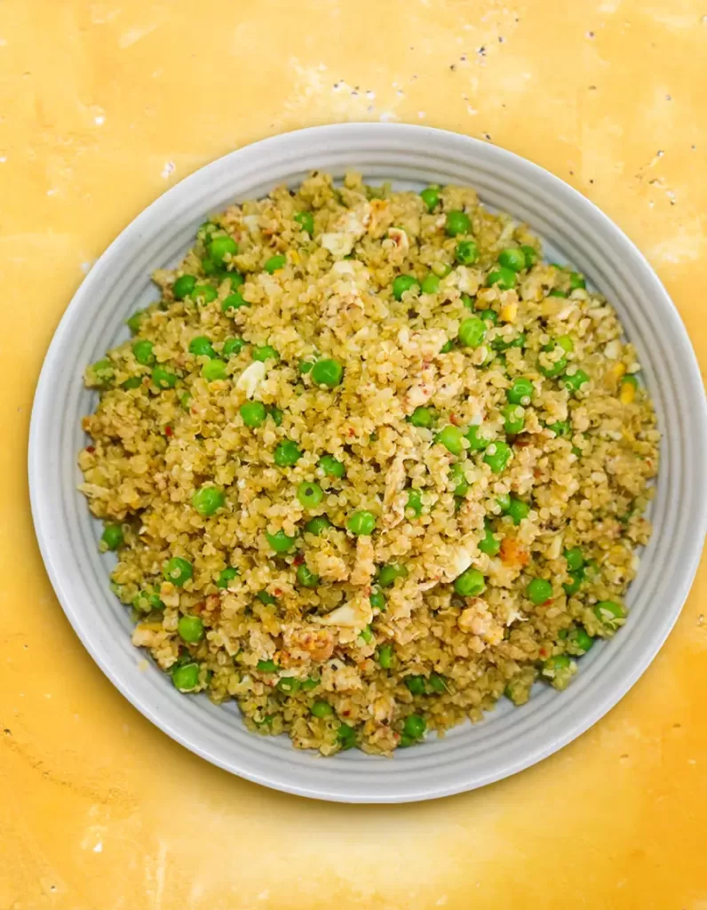 egg peas quinoa stir fry