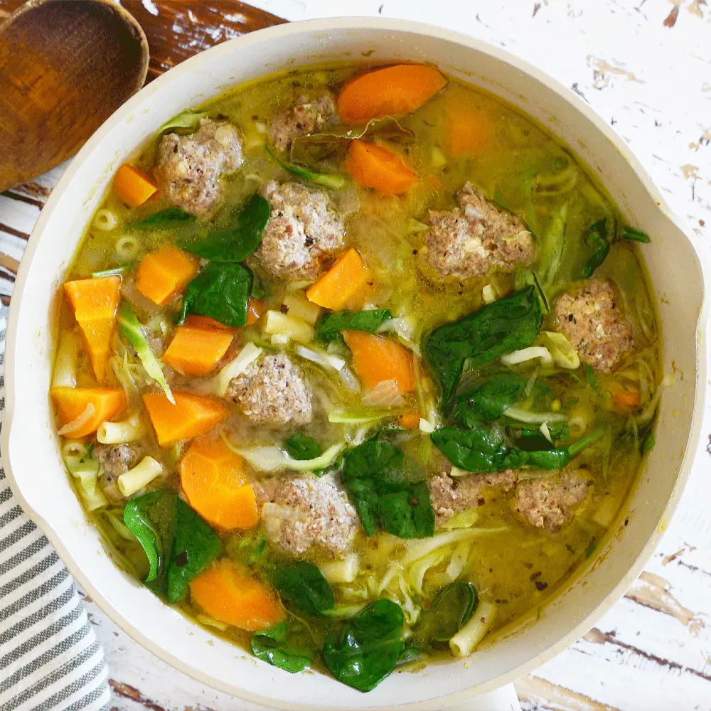 One pot meatball soup with macaroni